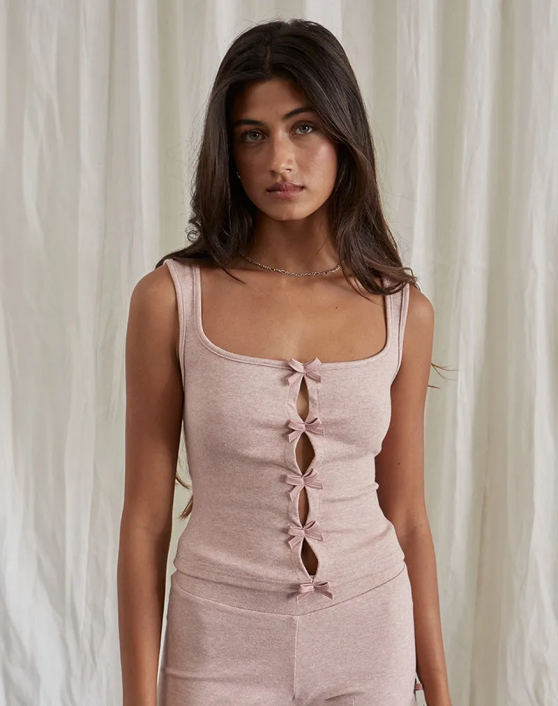 Vonnie Bow Vest Top in Knit Sandy Pink sold by Motel Rocks product image thumbnail 2
