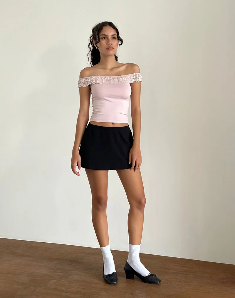 Nesel Bardot Top in Slinky Baby Pink sold by Motel Rocks product image thumbnail 2