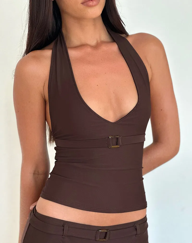 Towi Swim Tank Top in Brown with Trim sold by Motel Rocks product image thumbnail 2