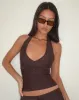 Towi Swim Tank Top in Brown with Trim sold by Motel Rocks