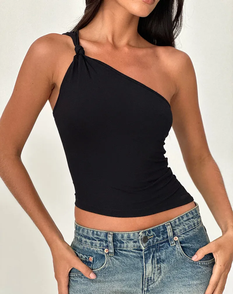 Idra Asymmetric Top in Ribbed Jersey Black sold by Motel Rocks product image thumbnail 4