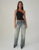 Idra Asymmetric Top in Ribbed Jersey Black sold by Motel Rocks