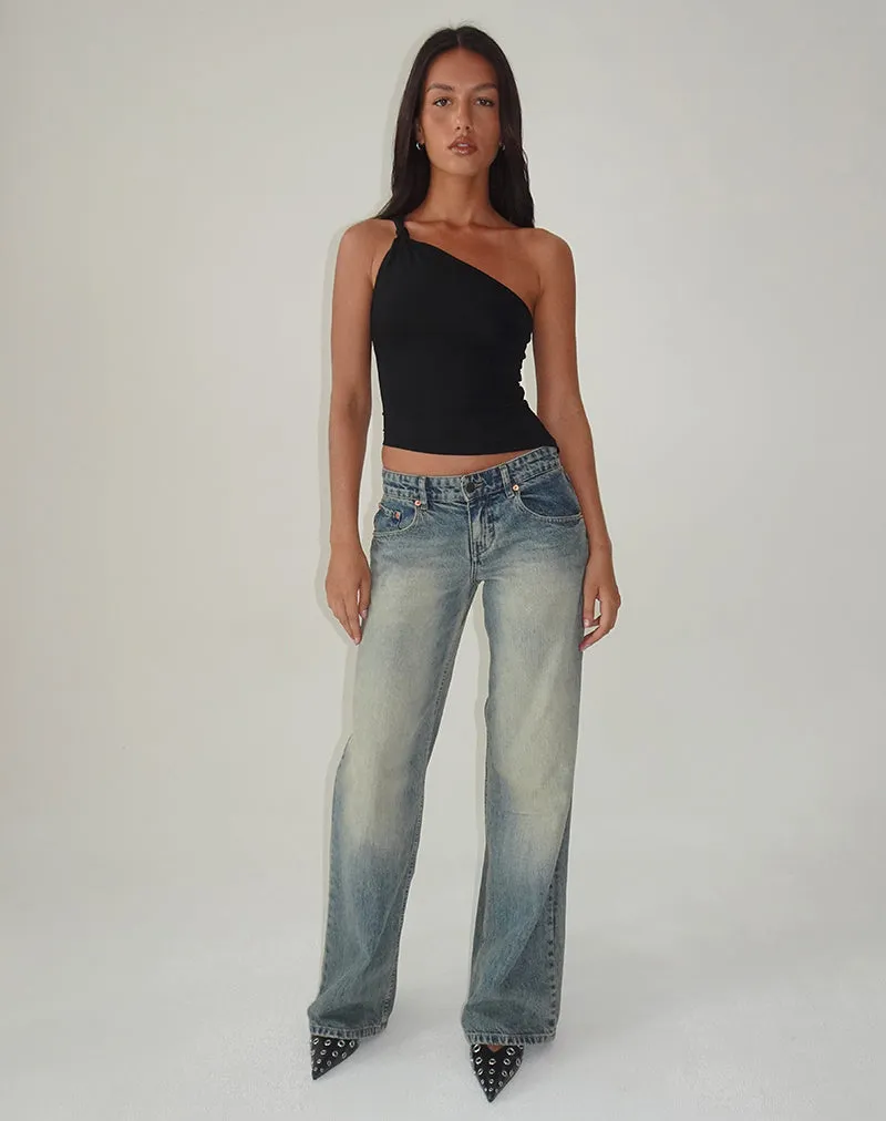 Idra Asymmetric Top in Ribbed Jersey Black sold by Motel Rocks product image thumbnail 2