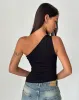 Idra Asymmetric Top in Ribbed Jersey Black sold by Motel Rocks