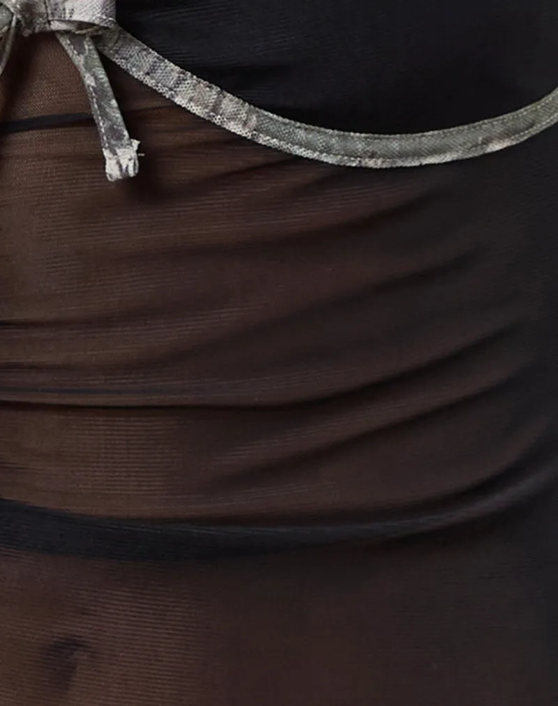 Dalan Cami Top in Black Mesh with Forest Camo Trim sold by Motel Rocks product image thumbnail 5