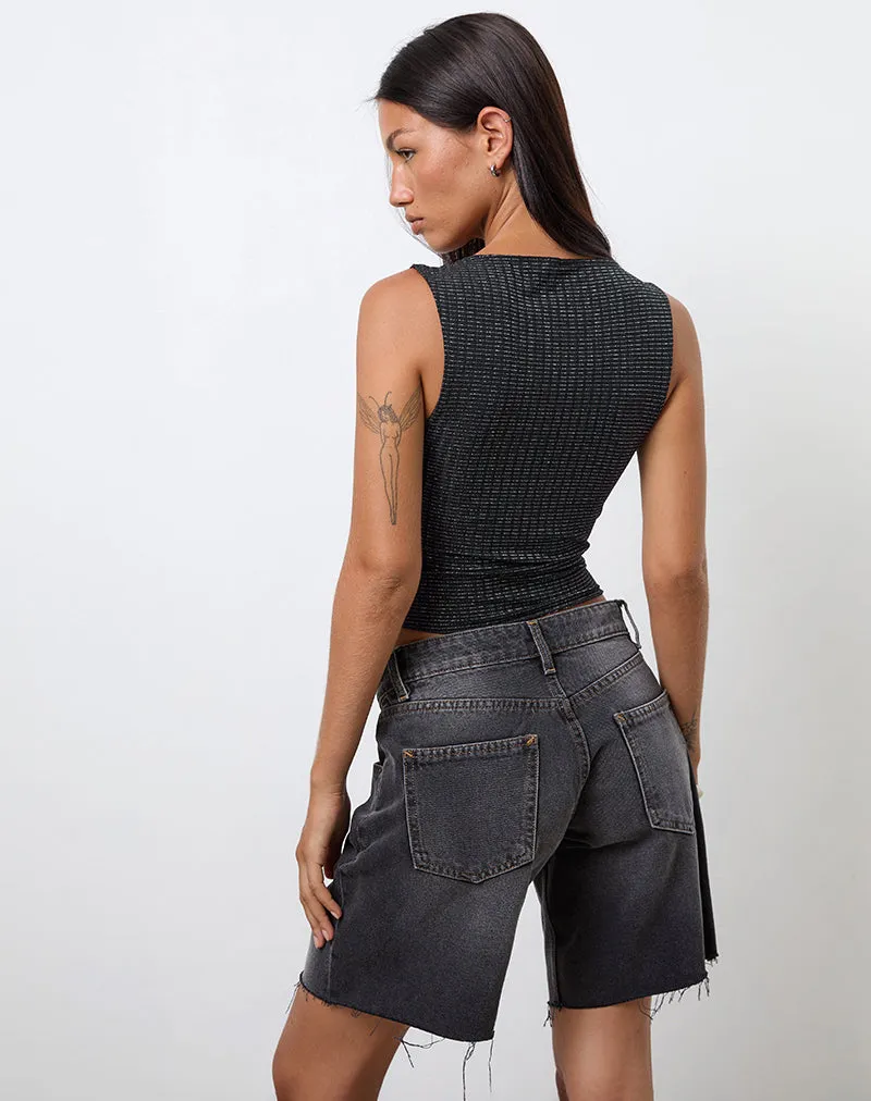 Etta Vest Top in Metallic Stripe Jersey Black sold by Motel Rocks product image thumbnail 5