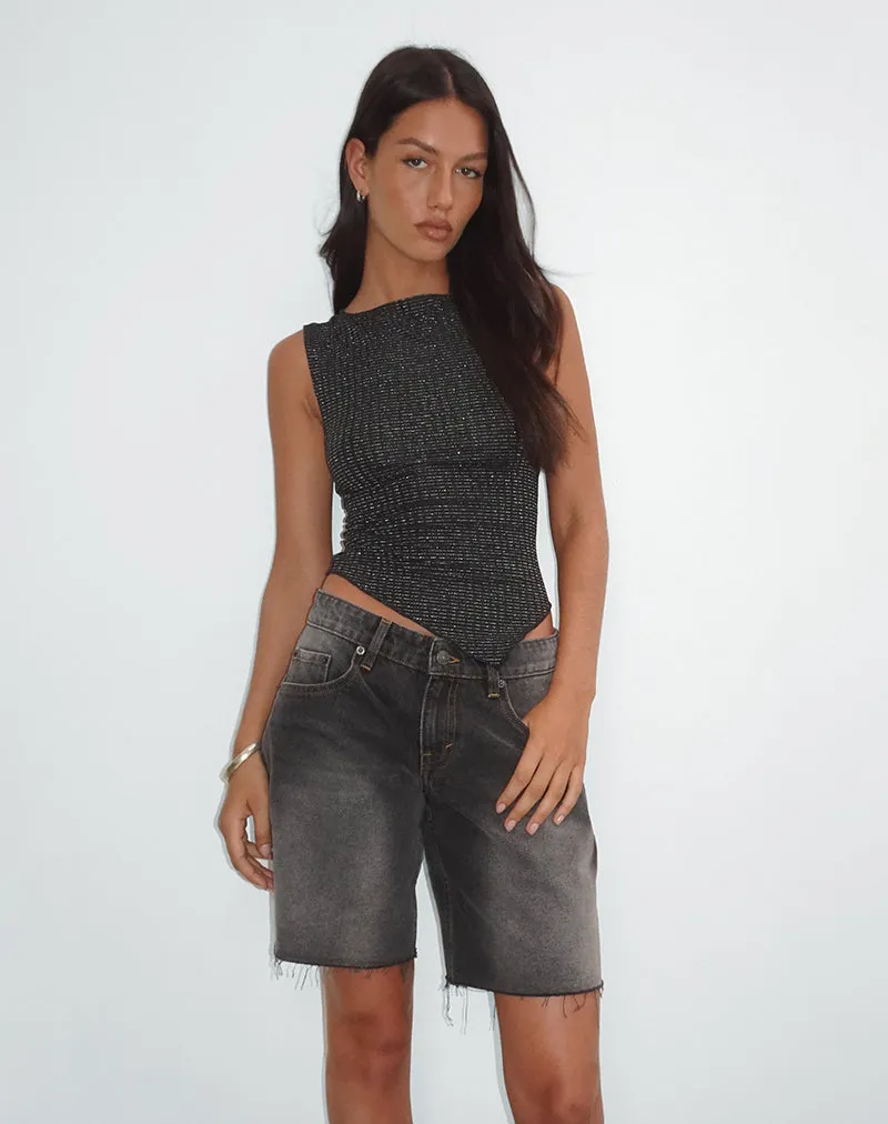 Etta Vest Top in Metallic Stripe Jersey Black sold by Motel Rocks product image thumbnail 4