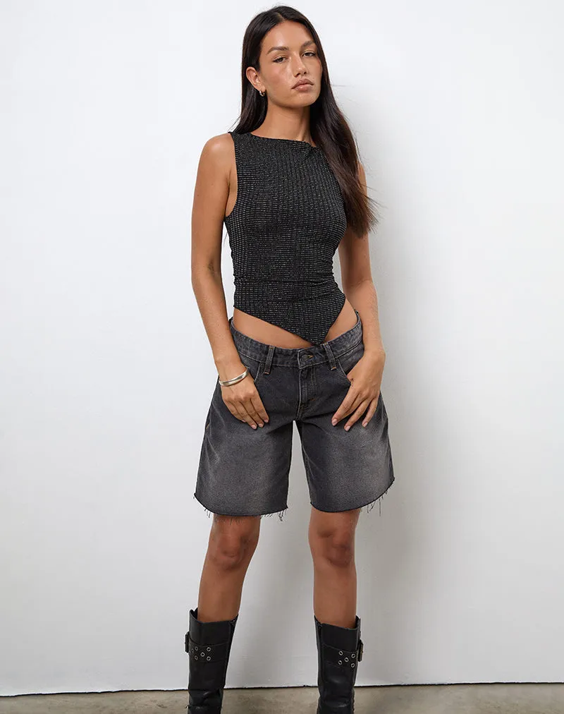 Etta Vest Top in Metallic Stripe Jersey Black sold by Motel Rocks product image thumbnail 2