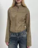 Mandy Jacket in Faux Suede Walnut sold by Motel Rocks