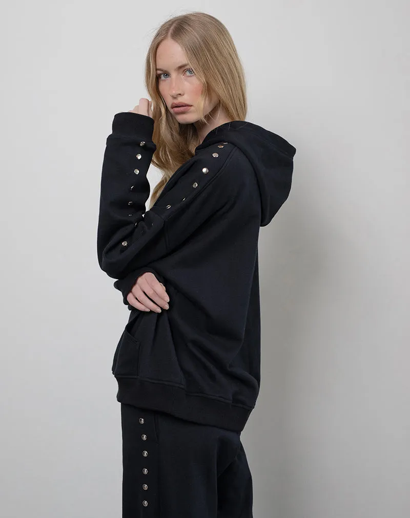 Max Hoodie in Black with Studs sold by Motel Rocks product image thumbnail 3