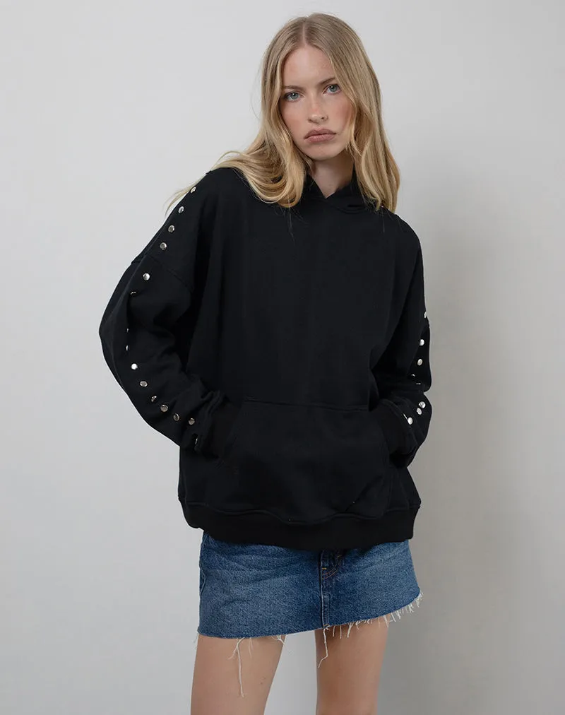 Max Hoodie in Black with Studs sold by Motel Rocks product image thumbnail 4