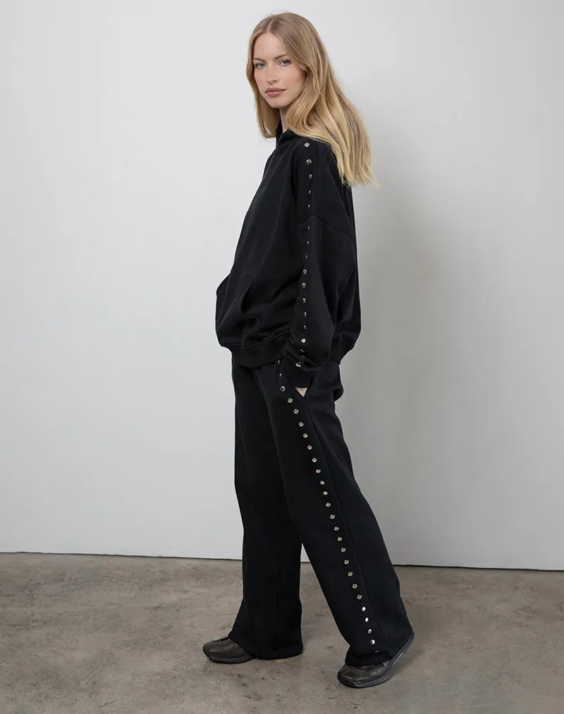 Lark Loose Fit Joggers in Black with Studs sold by Motel Rocks product image thumbnail 4