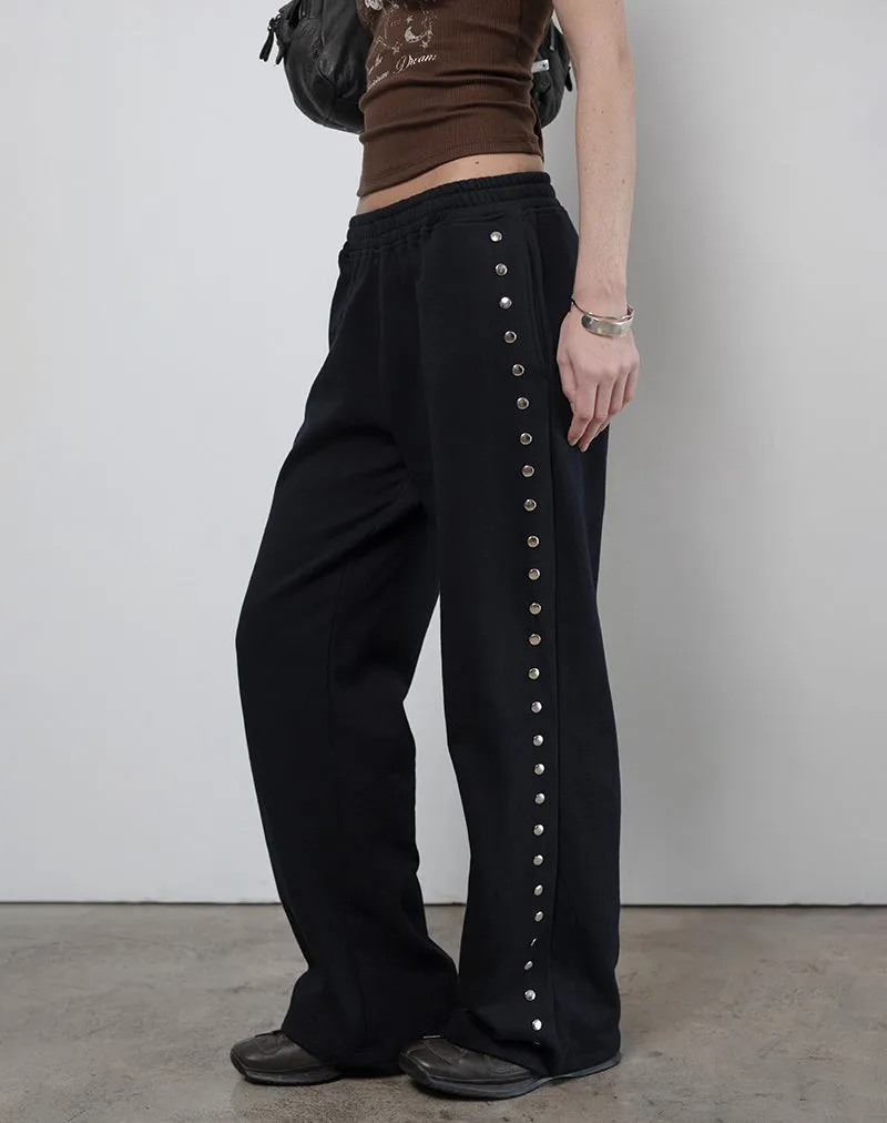 Lark Loose Fit Joggers in Black with Studs sold by Motel Rocks