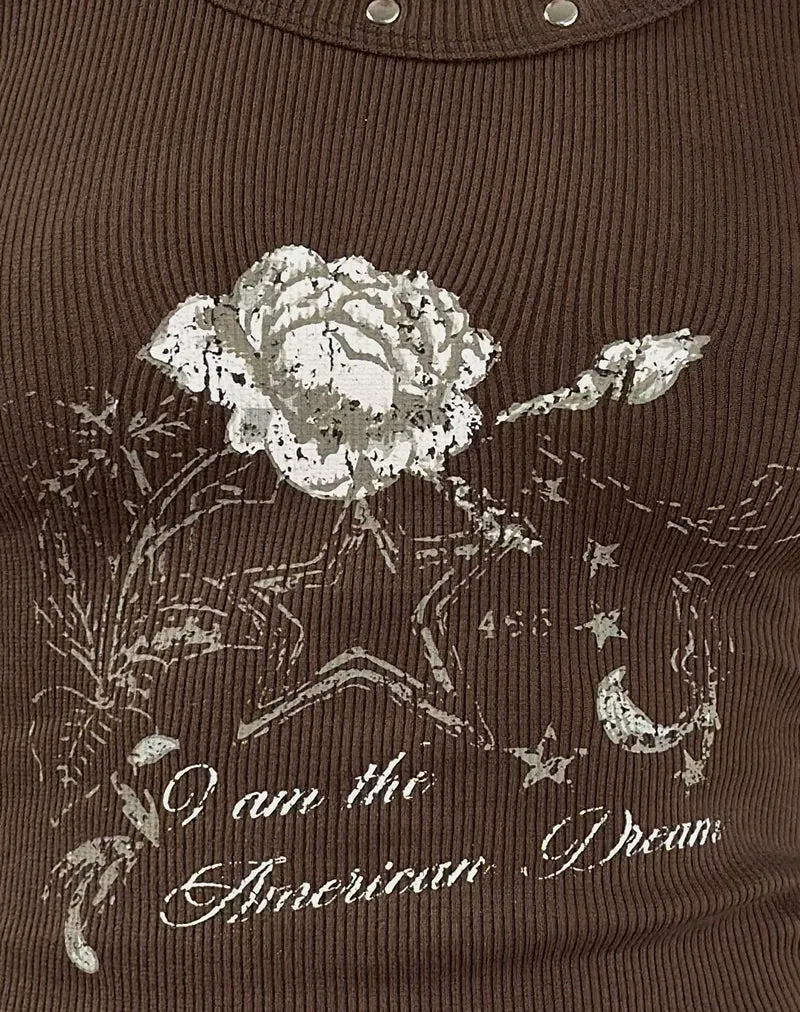 Daxio Vest Top in Cocoa American Dream with Studs sold by Motel Rocks product image thumbnail 5