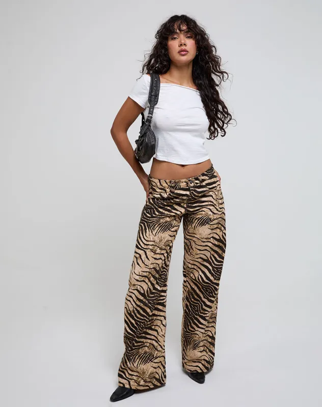 Low Rise Roomy Trousers in Wild Animal Print sold by Motel Rocks