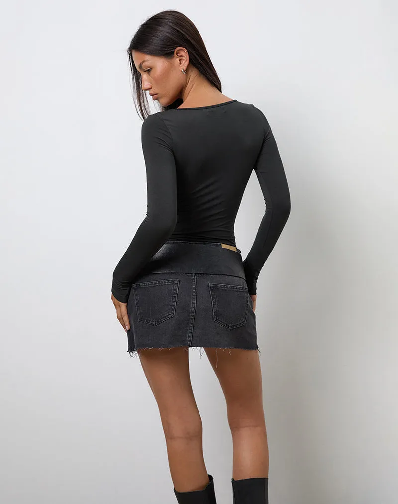 Jael Plunge Long Sleeve Top in Beluga Grey sold by Motel Rocks product image thumbnail 5