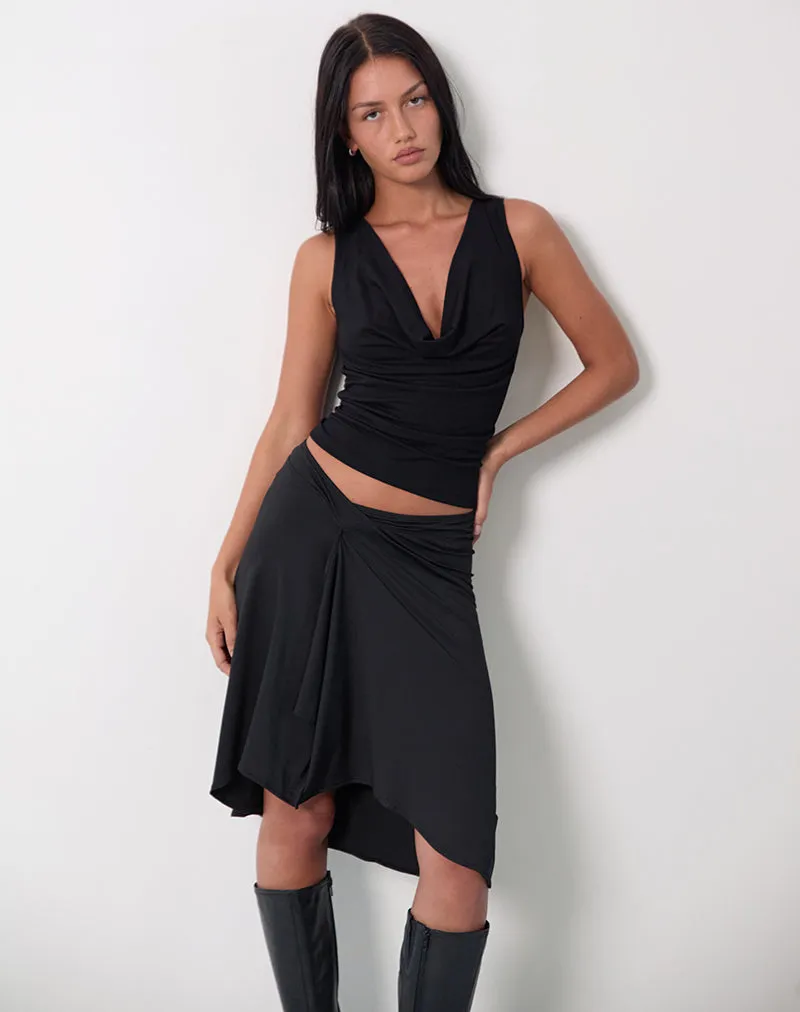 Esmeray Midi Skirt In Black sold by Motel Rocks