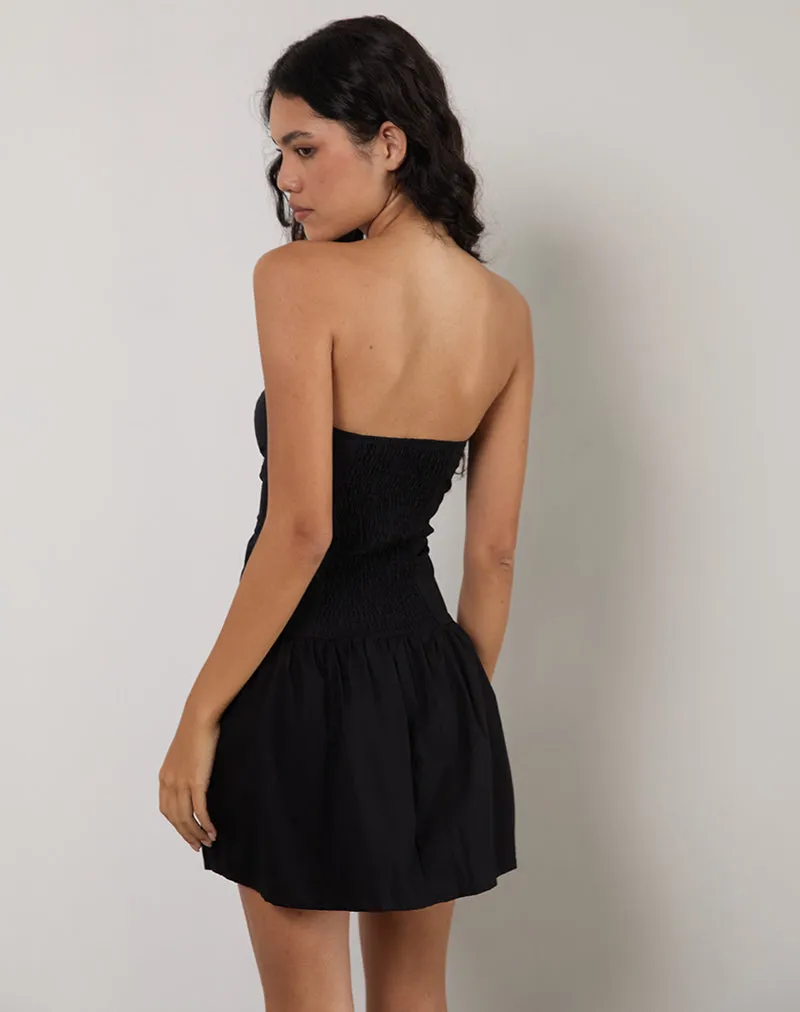 Kafridi Eyelet Mini Dress in Poplin Black sold by Motel Rocks product image thumbnail 5