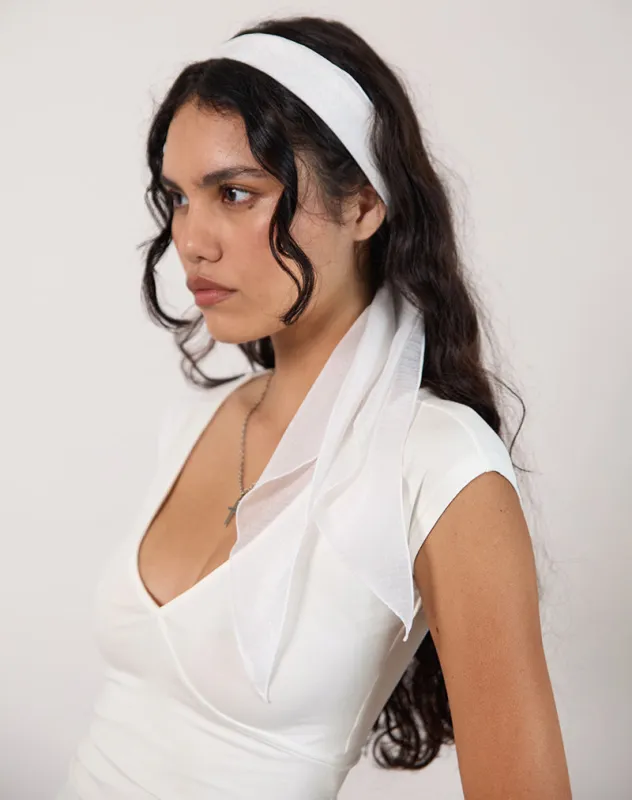 Hairband in Textured Chiffon White sold by Motel Rocks
