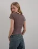 Yolla Top in Brown and Grey Stripe sold by Motel Rocks