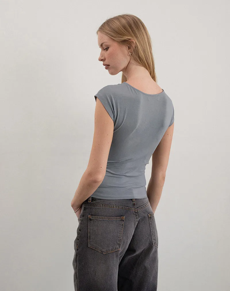 Dolores Wrap Top in Rayon Jersey Grey sold by Motel Rocks product image thumbnail 3