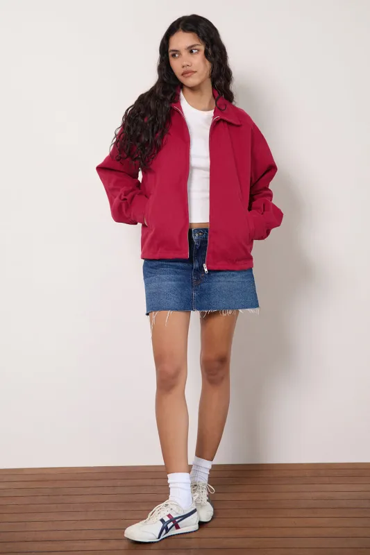 Vita Bomber Jacket in Adrenaline Red sold by Motel Rocks