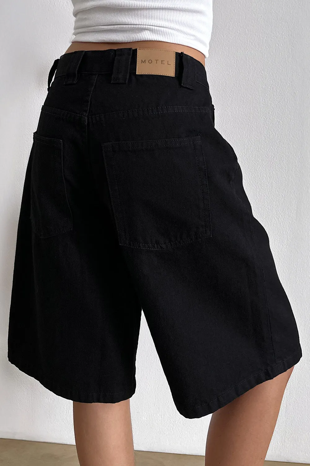 Low Rise Skater Shorts in Rinse Black Denim sold by Motel Rocks product image thumbnail 5