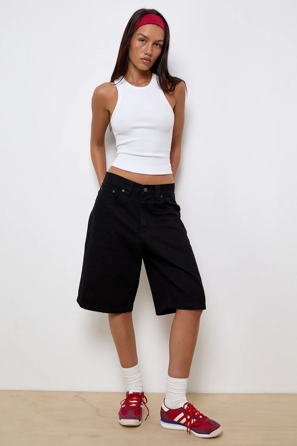 Low Rise Skater Shorts in Rinse Black Denim sold by Motel Rocks product image thumbnail 3