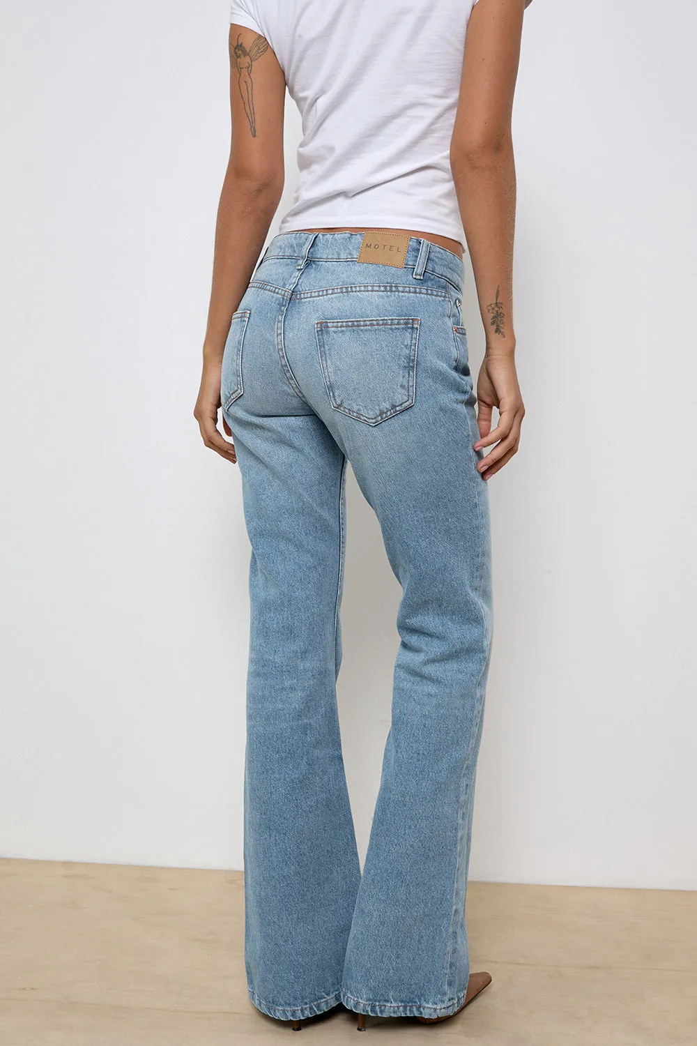 Rigid Low Rise Flare Jeans in Bright Blue Used sold by Motel Rocks product image thumbnail 5