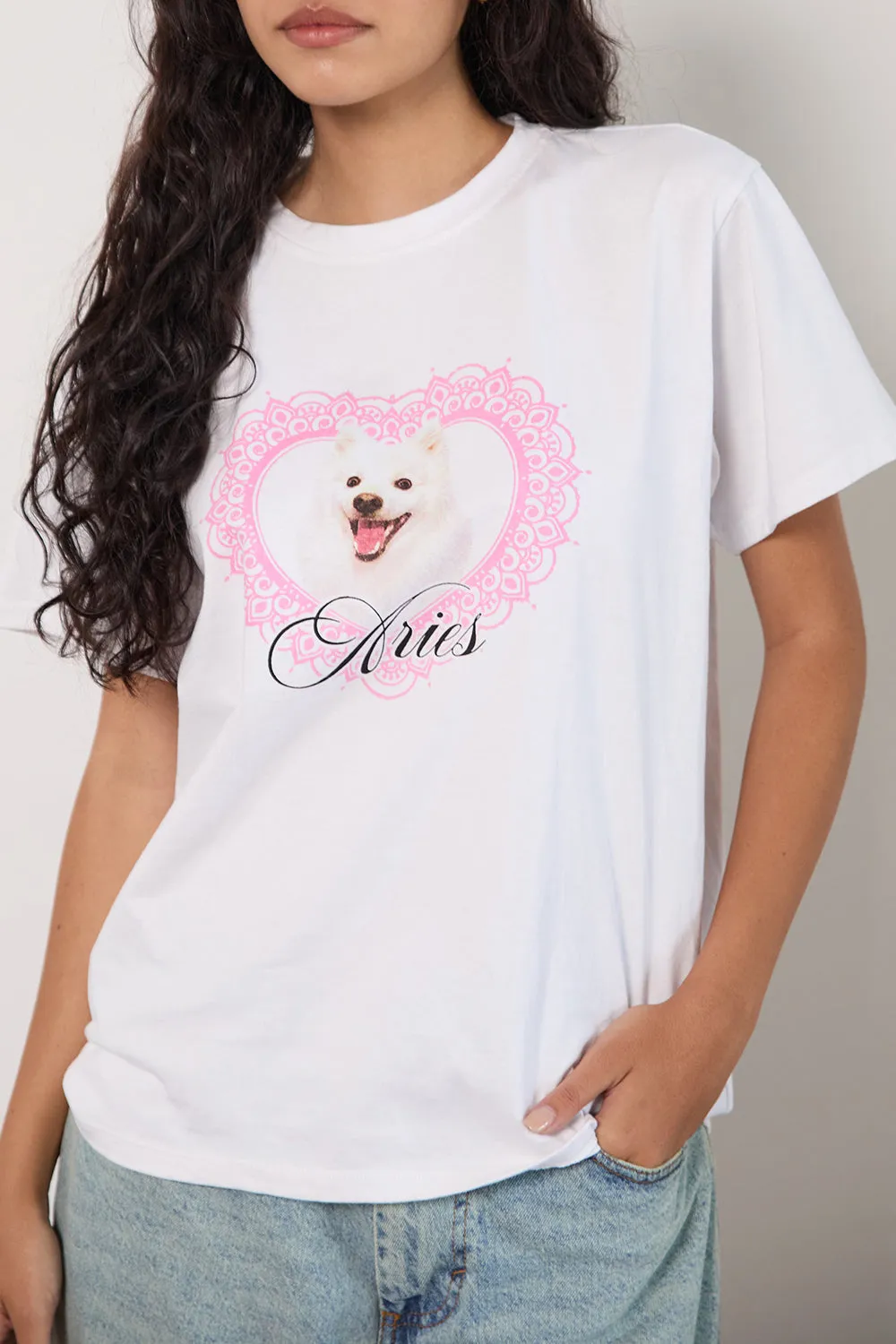 Oversize Basic Tee in White with Aries Motel Pet Print sold by Motel Rocks product image thumbnail 4