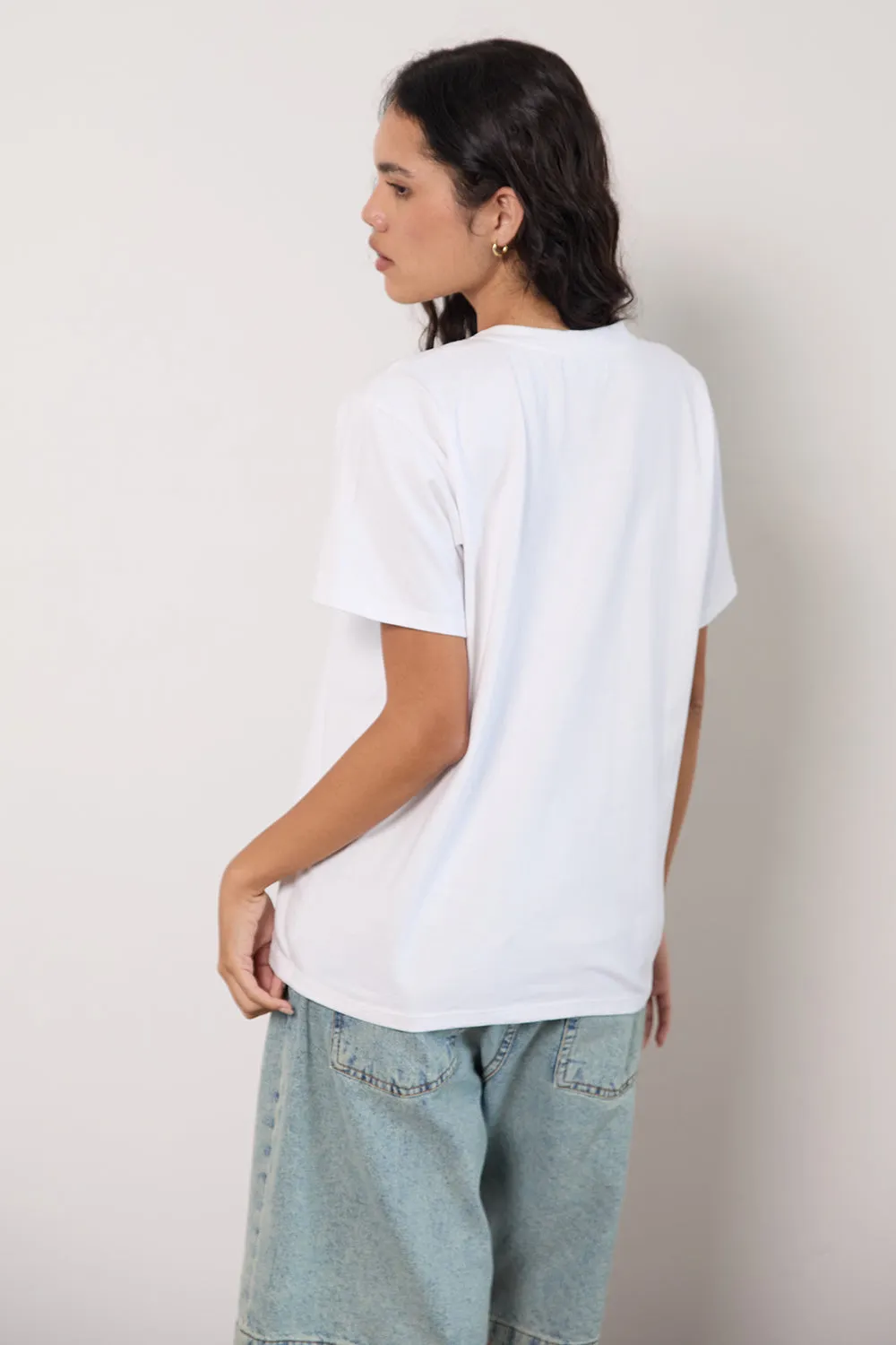 Oversize Basic Tee in White with Aries Motel Pet Print sold by Motel Rocks product image thumbnail 3