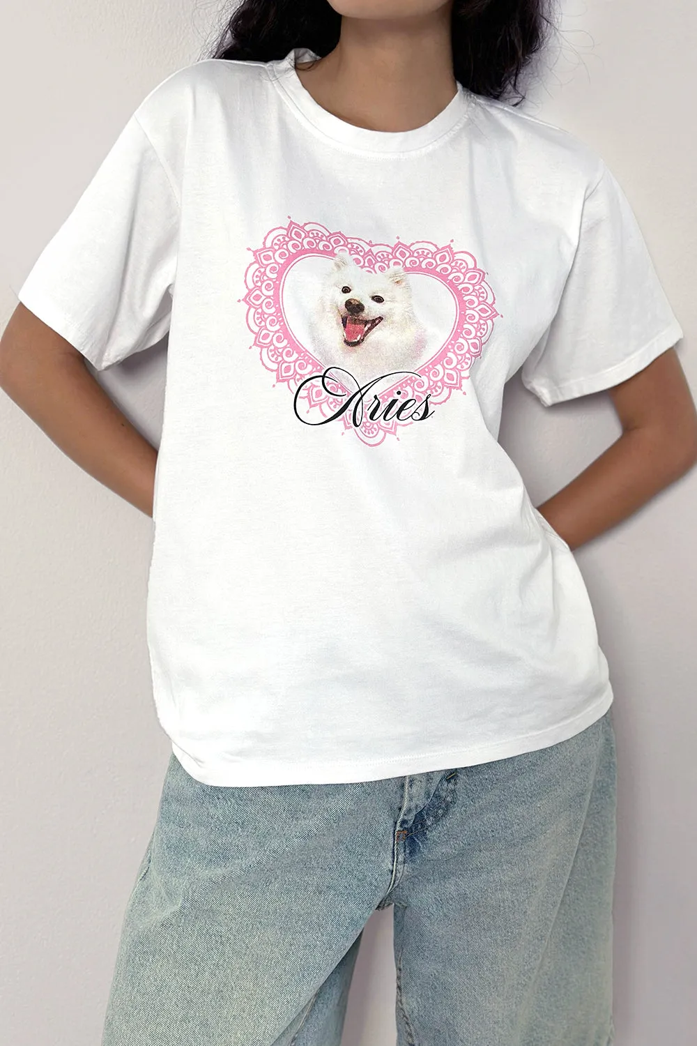 Oversize Basic Tee in White with Aries Motel Pet Print sold by Motel Rocks