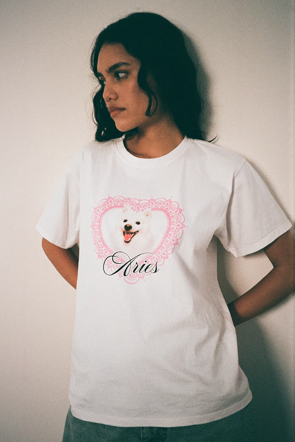 Oversize Basic Tee in White with Aries Motel Pet Print sold by Motel Rocks product image thumbnail 5