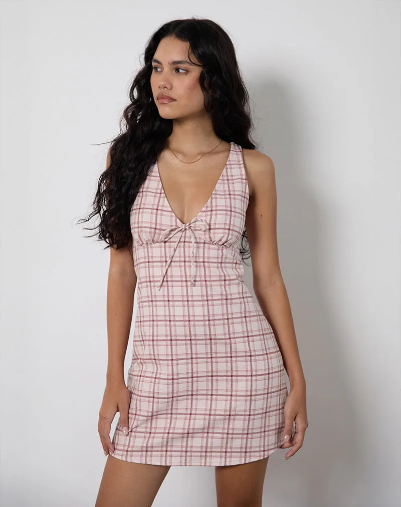Asatari Mini Dress in Basic Tartan Pink sold by Motel Rocks product image thumbnail 2