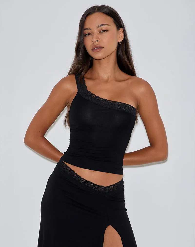 Cordia One Shoulder Top in Black sold by Motel Rocks