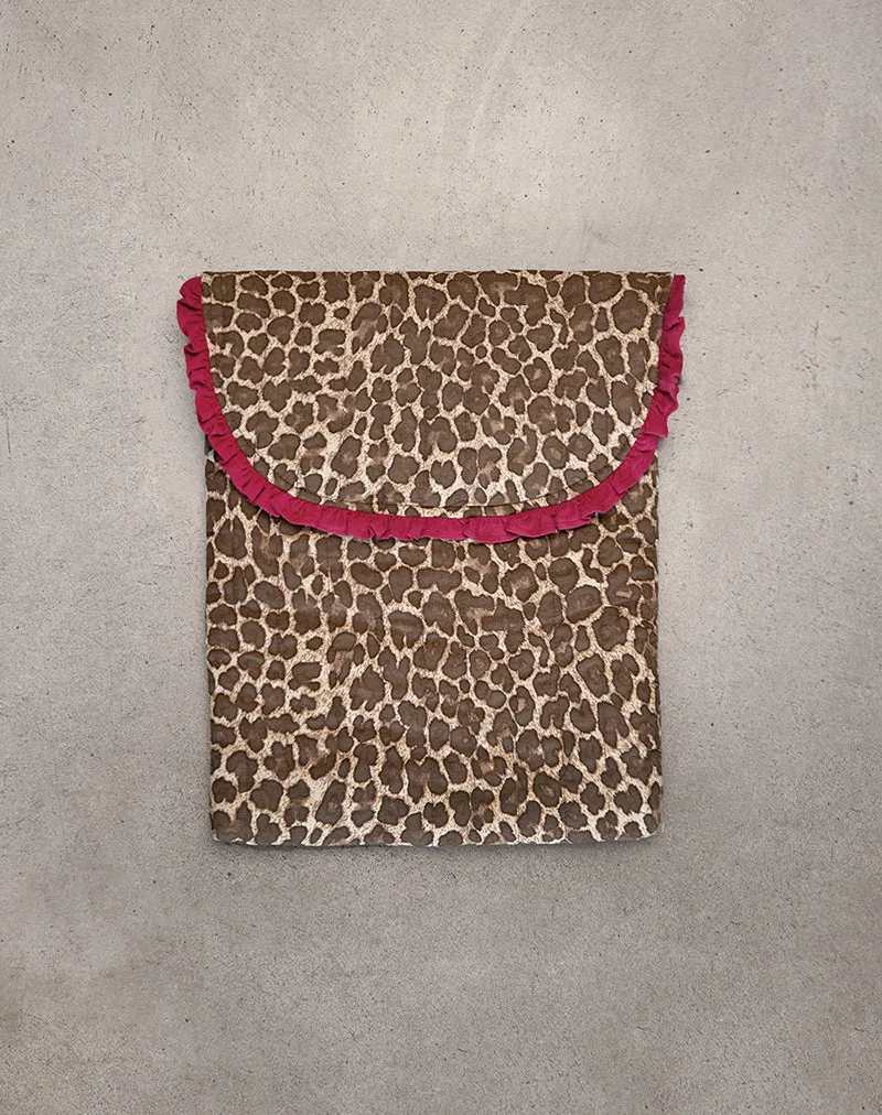 Laptop Bag in Leopard Print with Red Frill sold by Motel Rocks
