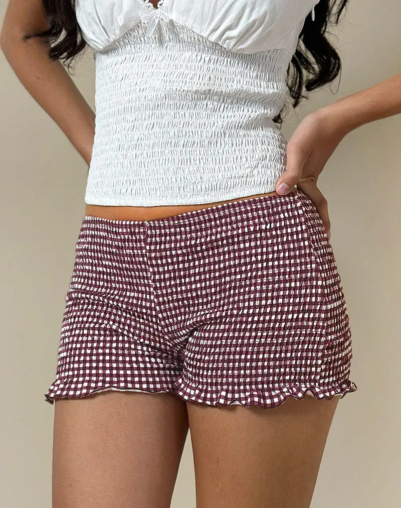 Ritala Short in Mini Gingham Wine sold by Motel Rocks