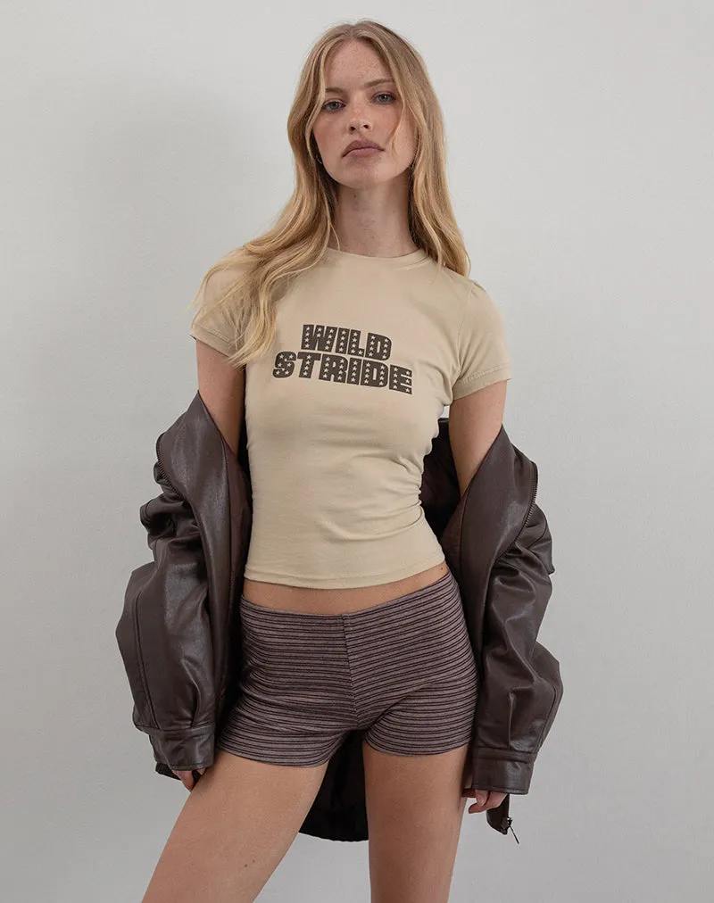 Sutin Tee in Coconut Milk with Wild Stride Graphic sold by Motel Rocks product image thumbnail 5