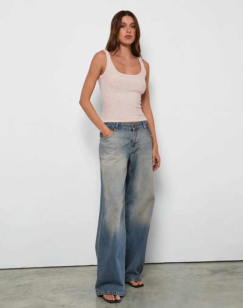 Sepai Vest Top in Dispersed Sequin Pink sold by Motel Rocks product image thumbnail 2