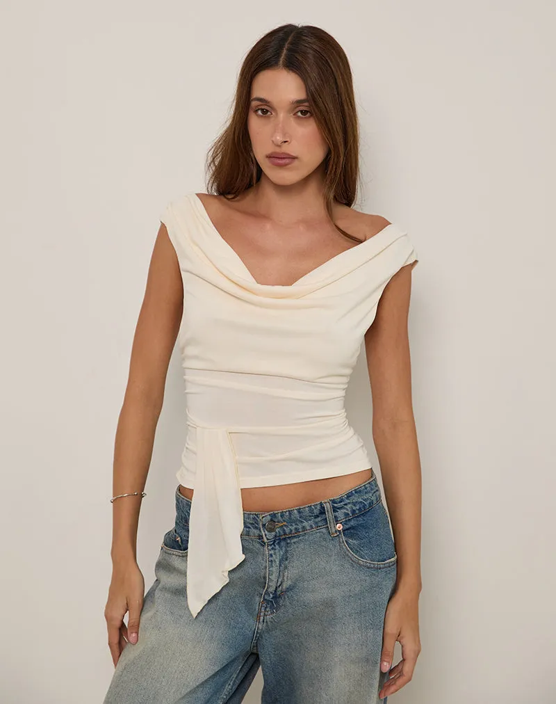 Neida Drape Top in Cupro Cream sold by Motel Rocks product image thumbnail 4