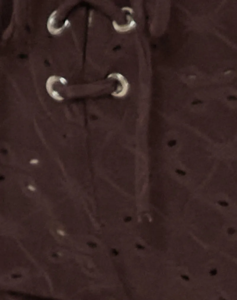 Dan Tie Front Flared Trousers in Broderie Brown sold by Motel Rocks product image thumbnail 5