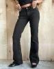 Rigid Low Rise Flare Jeans in Washed Black Grey sold by Motel Rocks