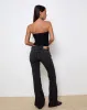 Rigid Low Rise Flare Jeans in Washed Black Grey sold by Motel Rocks