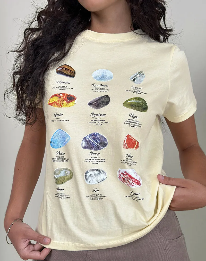Saki Tee in Buttermilk Healing Stone Horoscope Print sold by Motel Rocks product image thumbnail 2