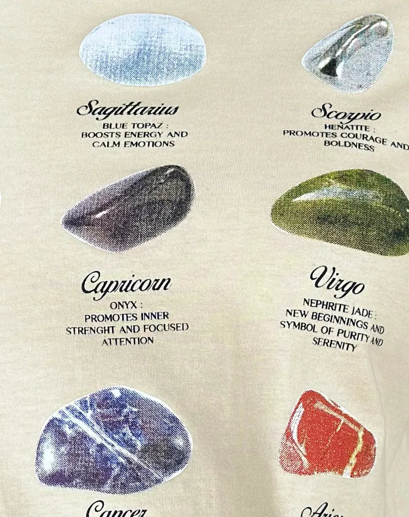 Saki Tee in Buttermilk Healing Stone Horoscope Print sold by Motel Rocks product image thumbnail 5