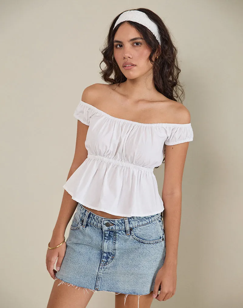 Briari Drawstring Top in Poplin White sold by Motel Rocks product image thumbnail 3