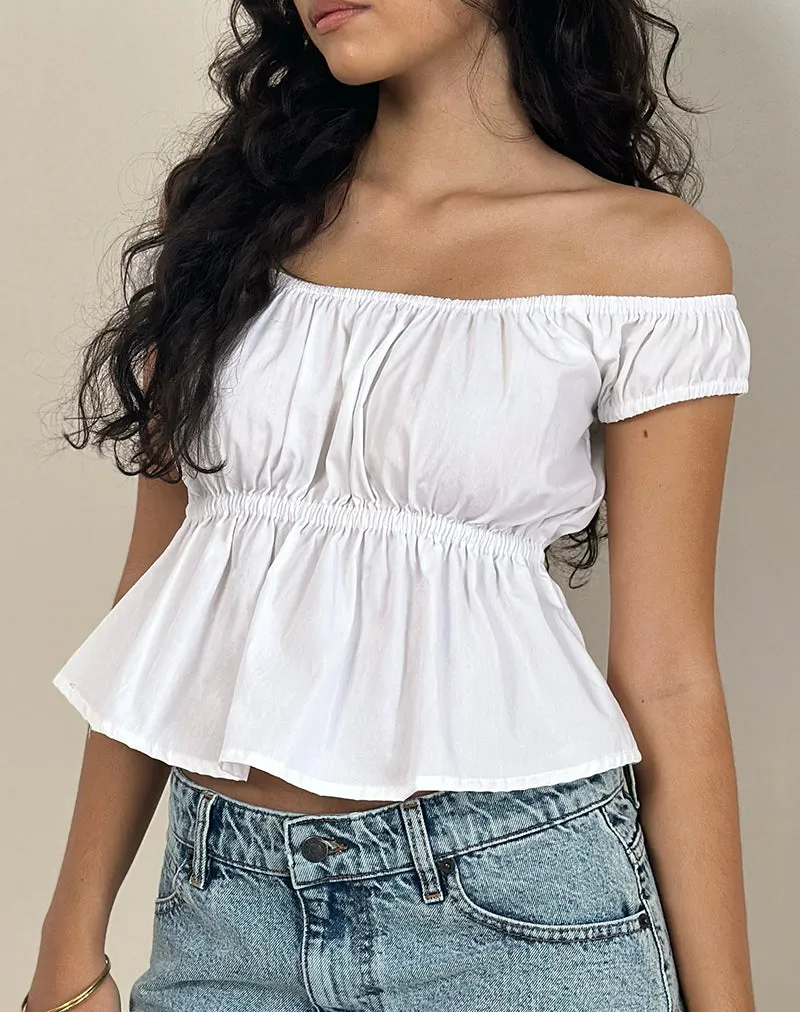 Briari Drawstring Top in Poplin White sold by Motel Rocks product image thumbnail 2