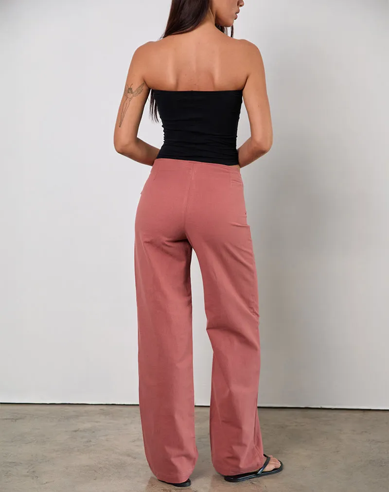 Cursa Trouser with Belt in Linen Tuscan Red sold by Motel Rocks product image thumbnail 5