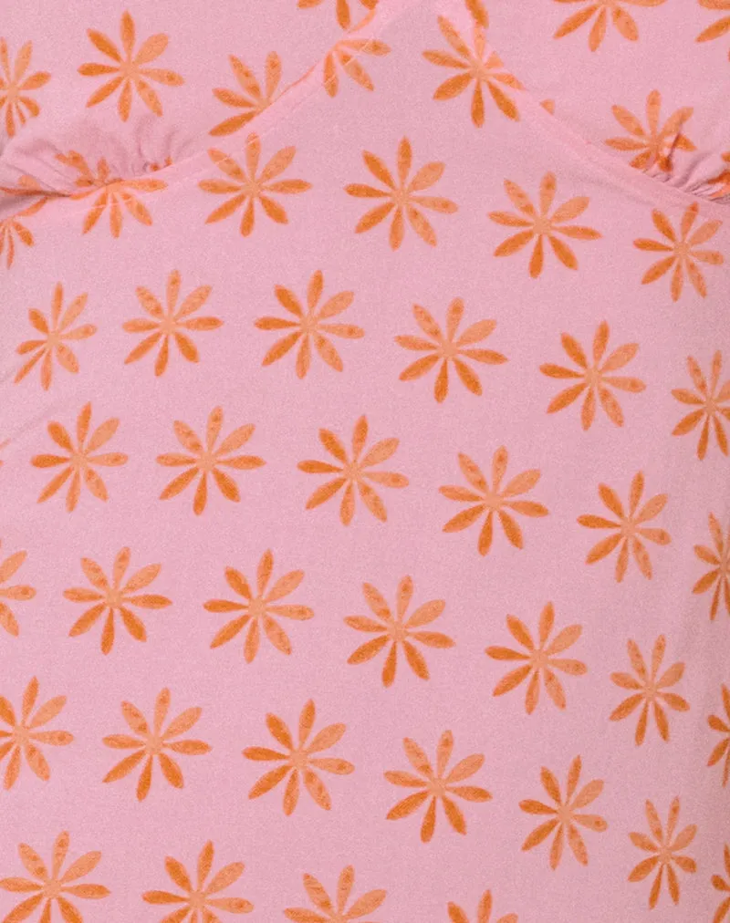 Lisheva Midi Dress in Tile Flower Pink sold by Motel Rocks product image thumbnail 5