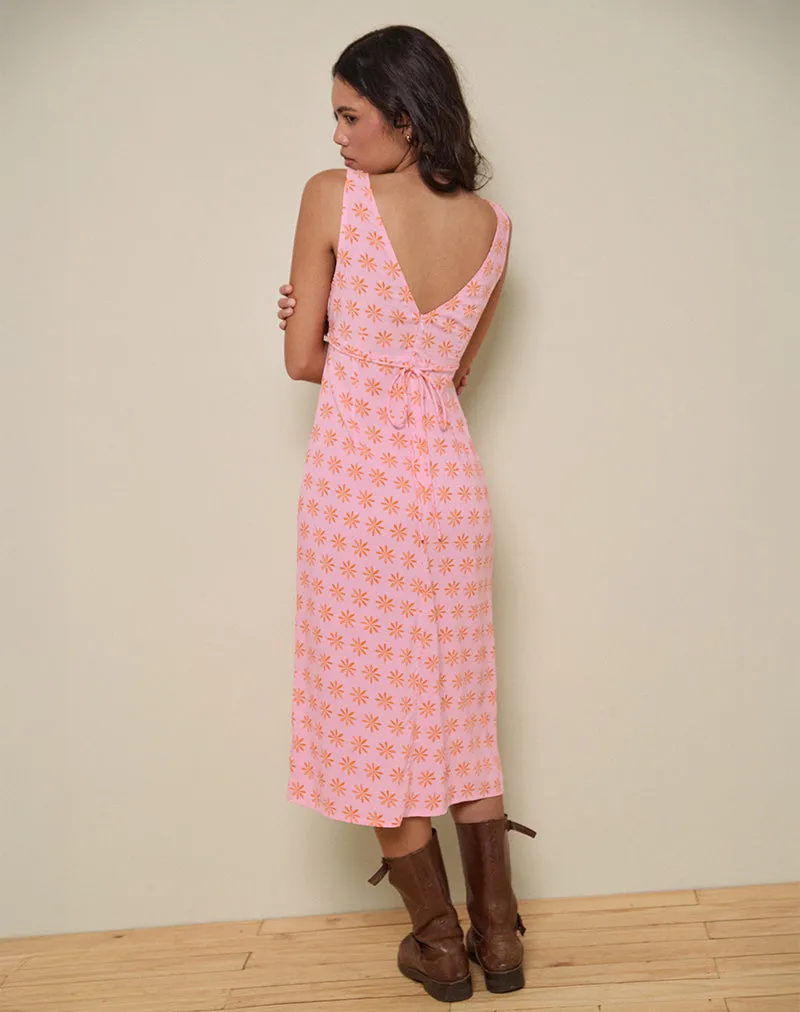 Lisheva Midi Dress in Tile Flower Pink sold by Motel Rocks product image thumbnail 3